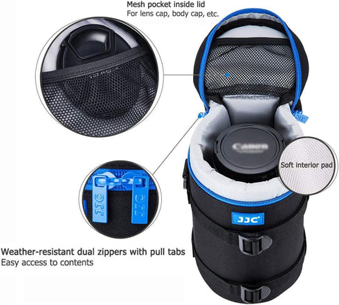 600mm 70-200mm 70-200mm 80-200mm 4.3x8.9 JJC Camera Lens Pouch Case for Canon RF EF Nikon Nikkor AF-S AF & More, Zipper