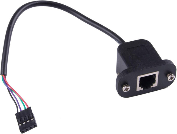 RJ11 6P4C Female to DP 4P Male Telephone Panel Mount - LAN Network Ethernet Extension Cable 15cm
