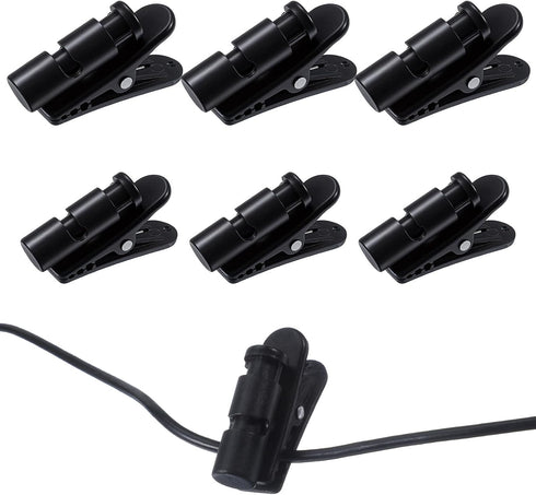 Matwsec 6 Pcs Headphone Wire Clips, 2 Size Black Headset Cable Clips, Headphone