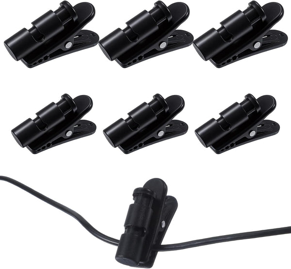 Matwsec 6 Pcs Headphone Wire Clips, 2 Size Black Headset Cable Clips, Headphone