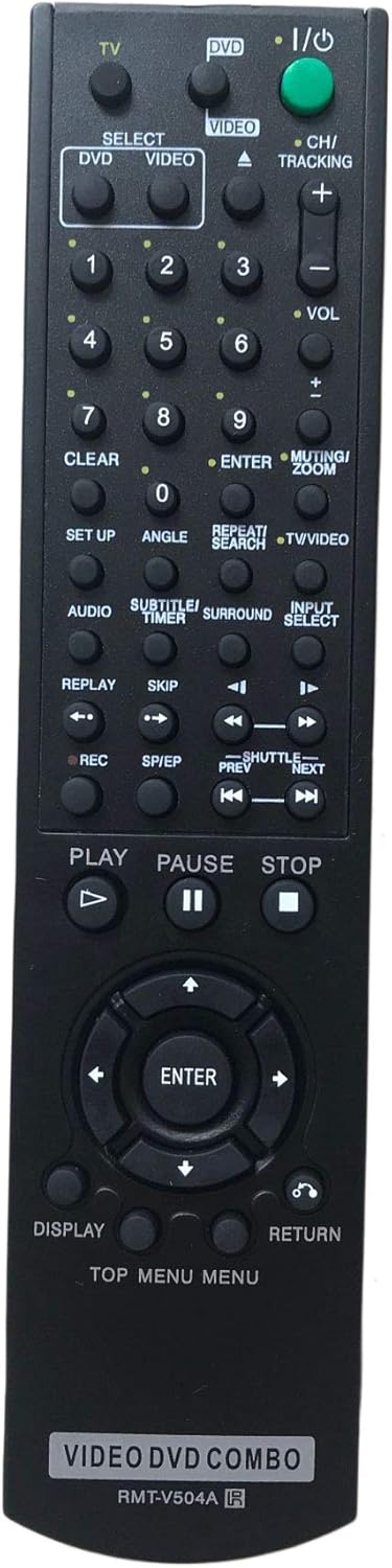 RMT-V504A Replacement Remote Control - Compatible with Sony RMT-V501A SLV-D100 SLV-D281P SLV-D380P YSP-4000BL DVD-VCR