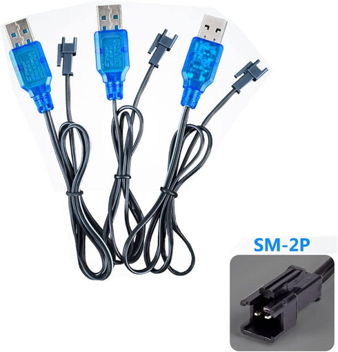 3.7V 800mA Fast USB Charger Cable with SM-2P Connector Plug for 3.7V Lithium Lipo Battery