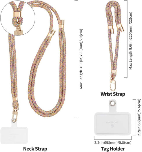Sinjimoru Cell Phone Lanyard for Phone Case (2 Packs) with Adjustable Strap for Wrist, Key Holder & ID Card