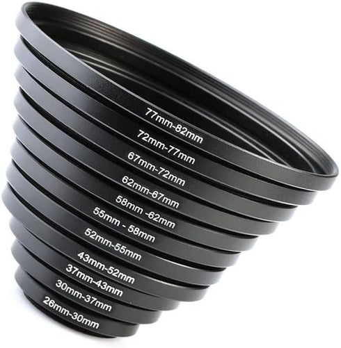 K&F Concept 11pcs Metal Stepping Rings Set, Step Up Ring 26-82MM for Canon Nikon DSLR Cameras Lens