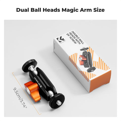 K&F CONCEPT 1/4" 360 Dual Ball Heads Magic Arm, Articulating Mini Magic Arm with Screw, Swivel Aluminum Alloy Camera