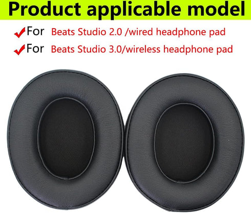 Replacement Ear Pads for Beats by Dr.Dre Studio 2.0 B0500 B0501 Wireless/Wired Studio 3.0 Headphones (Black)
