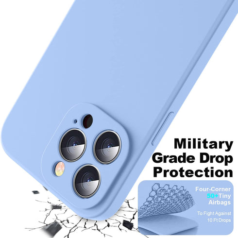 Ktele iPhone 14 Pro Case, Light Blue AB-Grade Liquid Silicone with Shockproof Airbags & Anti-Scratch Microfiber Lining