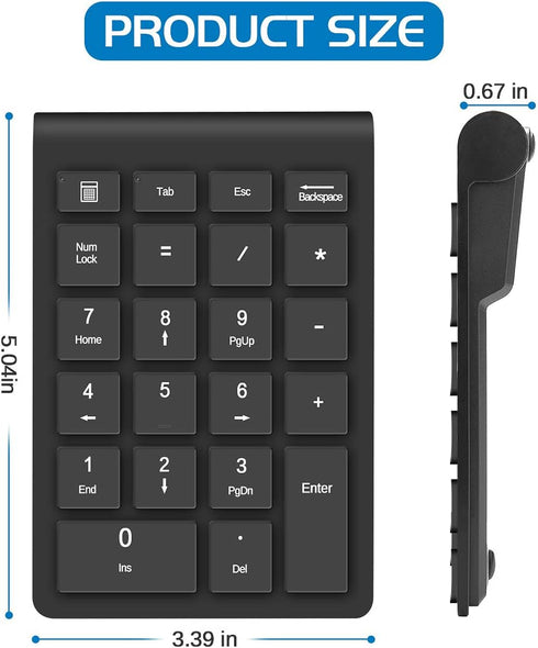 Foloda 22 2.4 Accounting 10 Wireless Number Pads, Numeric Keypad Numpad Keys Portable GHz Financial Number Keyboard