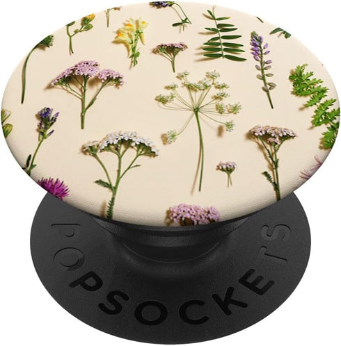 Cute Summer Wildflowers Pattern Floral Design on Beige PopSockets Swappable PopGrip