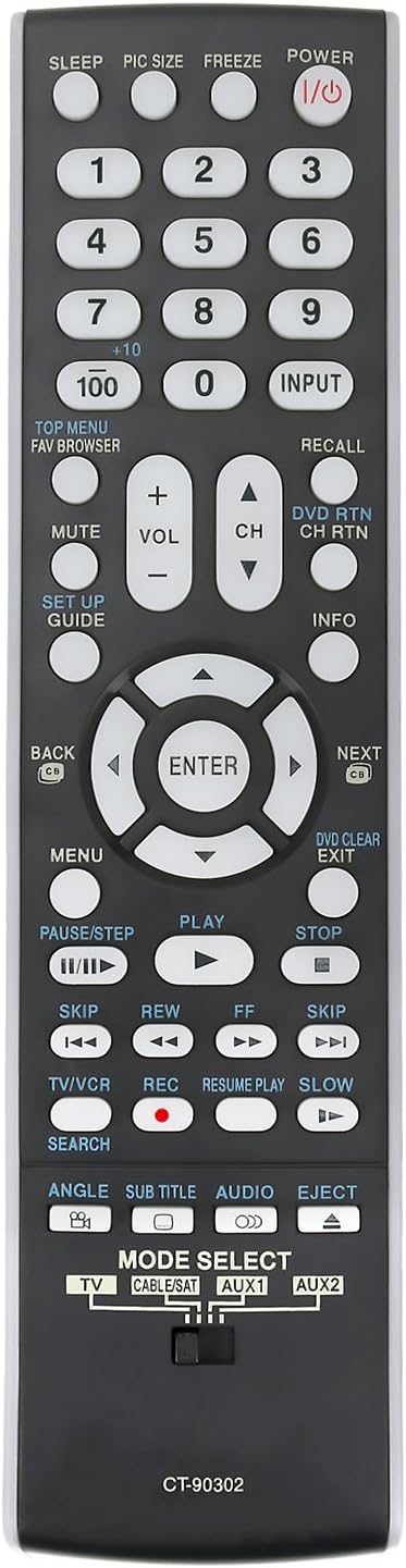 New CT-90302 Replace Remote Control for Toshiba TV Models 32AV502RZ, 40RV525U, 22AV500U, 26AV52RZ