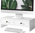 WELLAND Monitor Stand Riser with Drawers, Desktop Organizer for Laptop, PC, Office Supplies, White