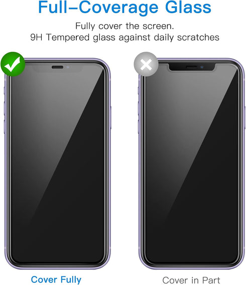 JETech 2-Pack One Touch Install Screen Protector for iPhone 11/XR 6.1", HD Clear Tempered Glass, Full Coverage, Auto
