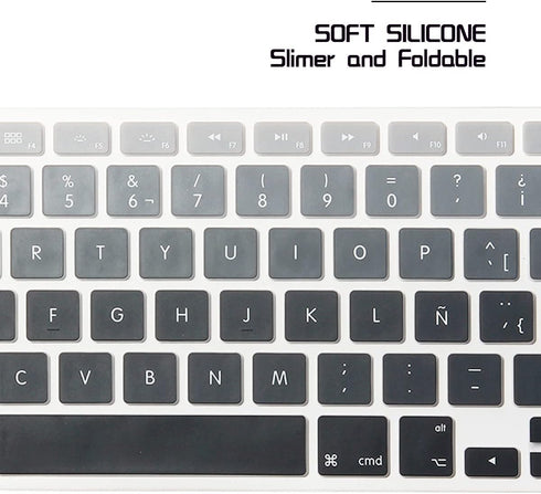 HRH Spanish Silicone Keyboard Cover for MacBook Air 13, MacBook Pro 13/15/17, iMac Older EU Layout - Ombre Gray