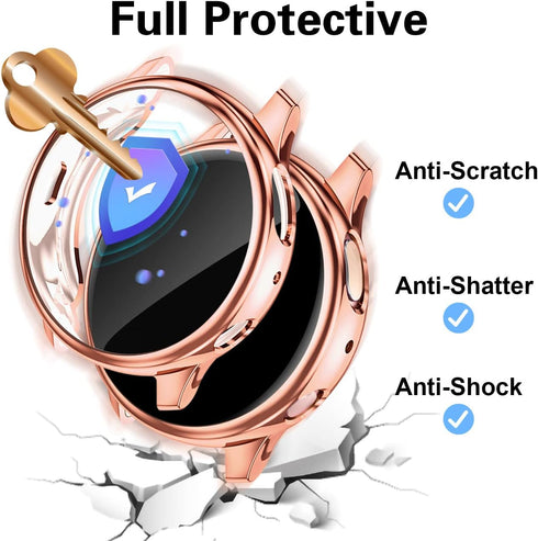 GEAK 3 Pack Compatible with Galaxy Watch Active 2 Case 44mm, Soft Full Cover Screen Protector for Samsung Smartwatch