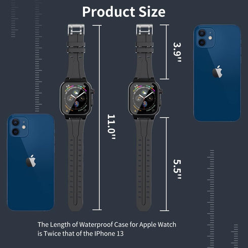 Waterproof Apple Watch Band with Case, IP68 Rugged Bumper for 38mm-45mm iWatch Series