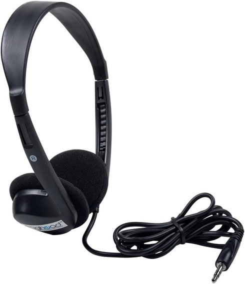Egghead Over-Ear Kids' Stereo Headphones with 3.5mm Audio Jack and 4'3" Cord, Adjustable for Kids, Black