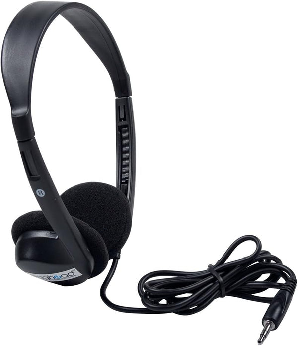 Egghead Over-Ear Kids' Stereo Headphones with 3.5mm Audio Jack and 4'3" Cord, Adjustable for Kids, Black