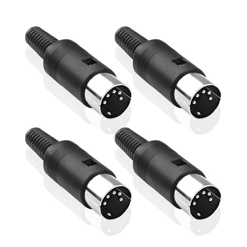 MEIRIYFA DIN 5-Pin Male Plug Connector, 4 Pack MIDI Cable Adapter Socket Solder Terminals for Microphone Amplifiers