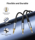 Menewstart 1/8" 3.3FT, 3.5mm Sets TRS Stereo Splitter Cable Black, Male to Dual Male, Y-Splitter Stereo Audio Cable