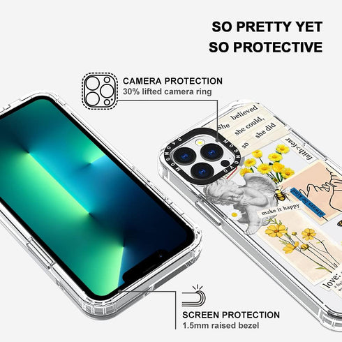 MOSNOVO iPhone 13 Pro Max Case, Clear TPU Bumper Phone Case with Military-Grade Drop Protection - Vintage Collage Art