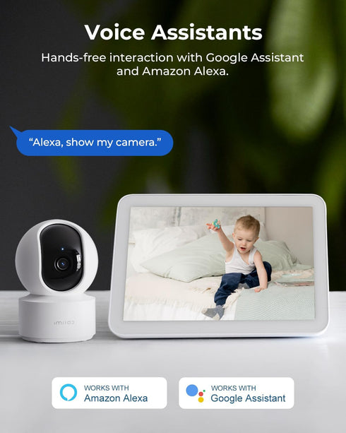 IMILAB C21 2.5K 2 Pack, 360 2.4GHz Security Camera Indoor Room Camera for Bedroom View, Pet Cam w/Phone App & Speaker