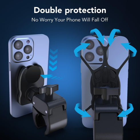 Bike Phone Holder Socket Mount for Treadmill Handlebar, Motorcycles, Scooters, Compatible with Phones 3.7" to 7"