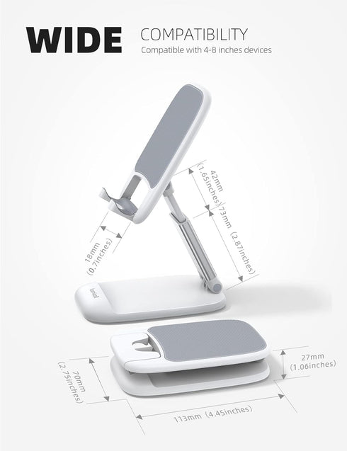 Lamicall Foldable Phone Stand for Desk, Height Adjustable Cell Phone Holder, Portable Cradle for iPhone 13 Pro Max