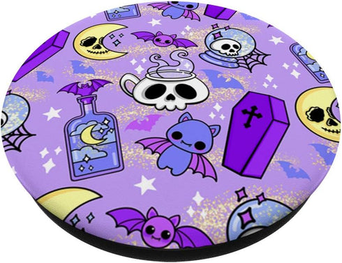 Halloween Doodle Vintage Witchy Coffee Magical Crystal Ball PopSockets PopGrip: Swappable Grip for Phones & Tablets