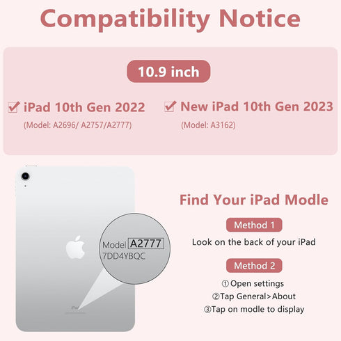 TaIYanG iPad 10th Generation Case with Keyboard, 10.9" 2022, 360° Rotatable Touch Keyboard, Pencil Holder, Touch