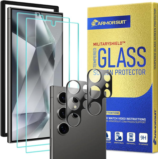 ArmorSuit 2+2 Pack Tempered Glass Screen Protector & Lens Protector for Samsung Galaxy S24 Ultra 6.8" - 9H