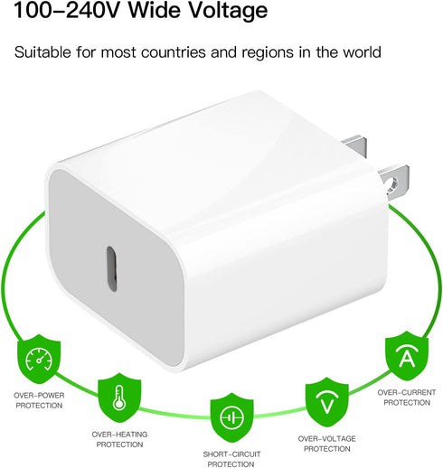 USB C Fast PD Wall Charger Block 20W for Lightning Cable, Quick Power Charging Adapter Compatible with iPad, iPhone 11,