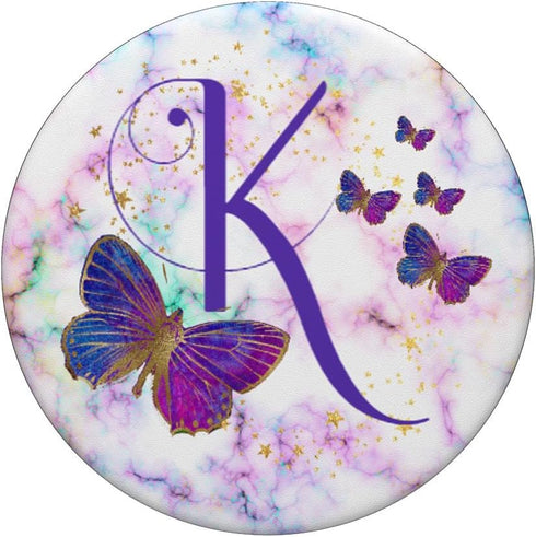 Purple Butterfly Letter K Initial Personalized Monogram PopSockets Adhesive PopGrip