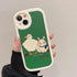 Casechics Compatible with iPhone Case,Cute Kawaii Bunny Duck PU Leather Bumper Camera Lens Protection Soft Shockproof Cover Phone Case (Green,iPhone 14 Pro)
