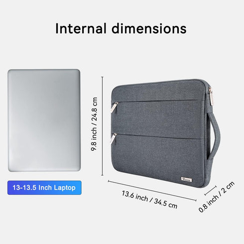 Voova 13 13.6 Inch Laptop Sleeve Case, Waterproof Computer Bag Cover Compatible with MacBook Air/Pro, Dark Grey