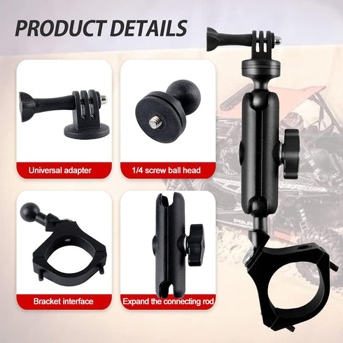 MAIKER Off Road UTV ATV Camera Mount, Compatible with GoPro, 1.75-2 inch Roll Bar, Aluminum Alloy, Easy Installation,
