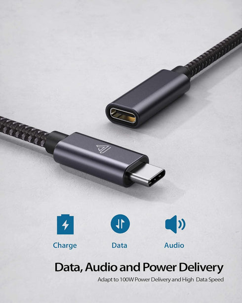 USB C Extension Cable 3.3Ft/1m, 10Gbps, USB 3.2 Type C Male to Female for iPhone 15, Pixel 8, MacBook Air M2, and more.