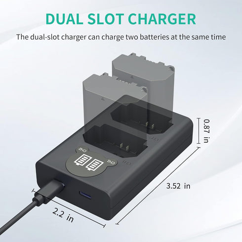 NP-FZ100 Camera Battery Charger, LP Dual USB Charger with LCD Display for Sony A6600, A9, A7 Series Cameras