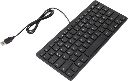 Yoidesu Wired Keyboard, TT-A01 78 Keys USB Mute Ultra Thin Mini Keyboard for PC Laptop (German)