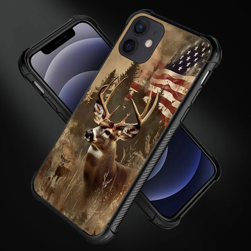 DJSOK H American Flag Elk Deer Case for iPhone 11, Soft TPU Bumper and Hard PC Pattern Back with Shockproof Protection