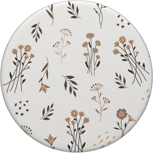 Neutral Beige Flower Floral Modern Blossom Leaves PopSockets Swappable PopGrip
