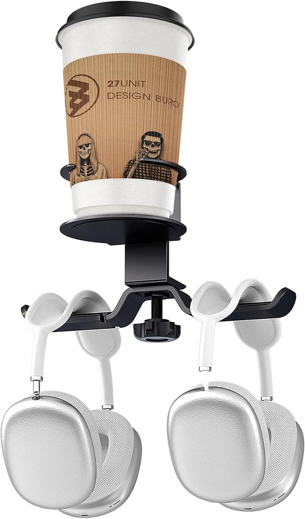WixGear 2 in 1 Headphone Stand, PC Gaming Headset Cup Holder with Cable Organizer, 360° Adjustable Arm Clamp