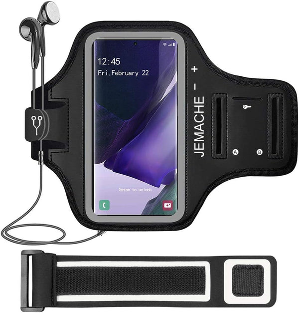 JEMACHE Galaxy Note 20, 20 Ultra Armband - Water Resistant Gym Running Workouts Arm Band Case with Key Holder (Black)