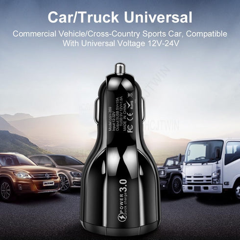 Car Charger Adapter, 5 Port QC3.0 Fast Charging Car Cigarette Lighter USB Charger, Compatible with iPhone, Android,