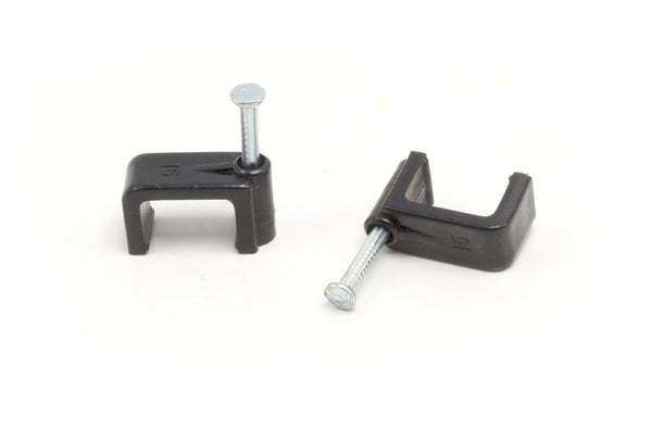 THE CIMPLE CO - Siamese Coaxial Cable Clips, Cat6 Electrical Wire Clip, 1/2 in Nail Clip, Black (50 pcs)