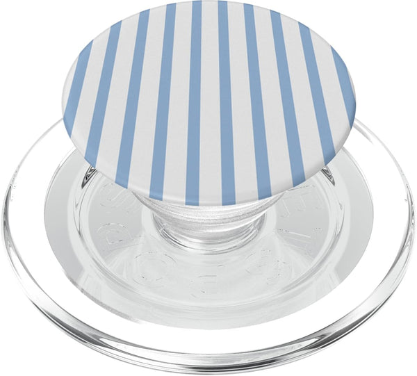 Funny Colors Minimaliste Trendy Decor Cute Light Blue and Gray Geometric Vertical Lines Pattern PopSockets PopGrip for