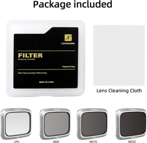 ND Filters for DJI Air 2S Drone, 4-Pack ND8 ND16 ND32 CPL Filter Set, Neutral Density and Circular Polarizer Lens Kit