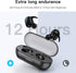 Black True Wireless Earbuds - Bluetooth Headphones with Microphone, Extra Bass, 36H for Workout (Charging Case Included)