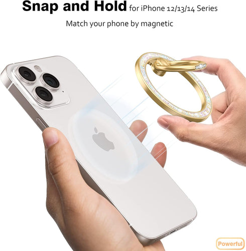 Allengel Compatible with MagSafe Phone Grip Stand, Magnetic Phone Ring Holder with Finger Ring Kickstand for iPhone 15/14/13/12 Pro/Pro Max/Plus MagSafe Accessories (Starry Sky White)