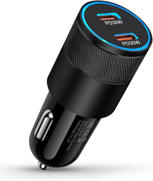 USB C Car Charger, 60W Cigarette Lighter Flush Adapter, Type C Fast Charging Plug for iPhone 15 14 13 Pro Max, Galaxy