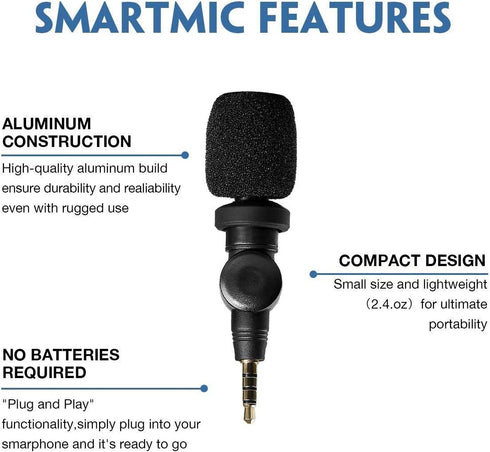 Saramonic SmartMic Mini Condenser Flexible Microphone for Smartphones, Vlogging Microphone for iPhone and YouTube
